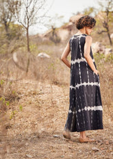 A Model Wearing Black Cotton Mul Black forestJumpsuit,curated by Only Ethikal
